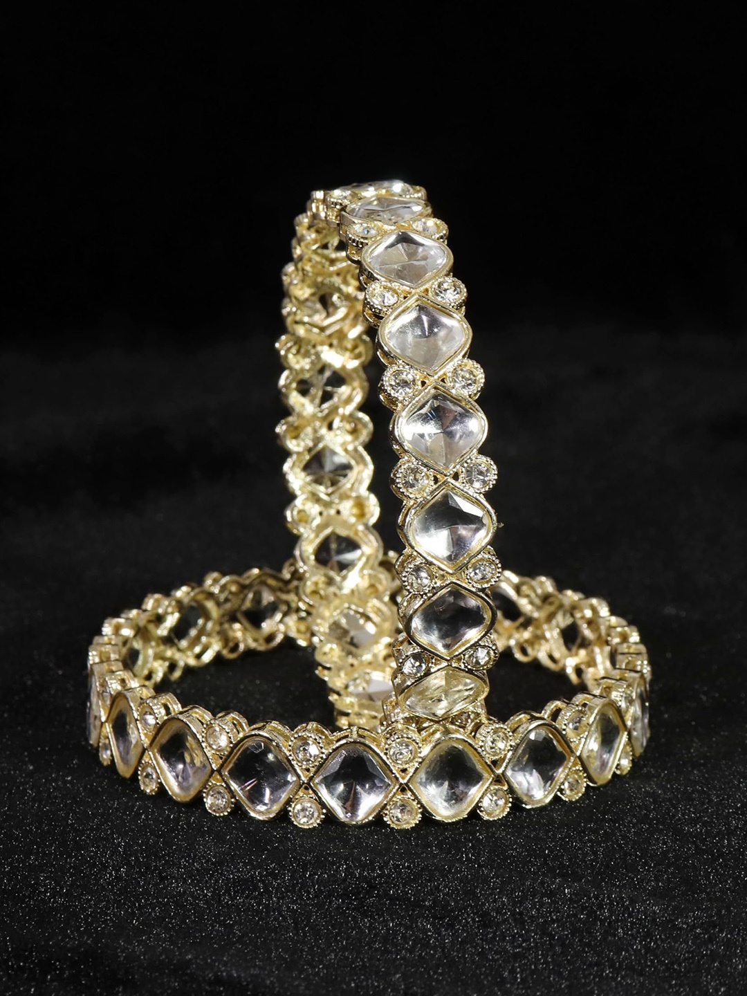 

ZULKA Set of 2 Gold-Plated Kundan & Zircon Studded Bangles