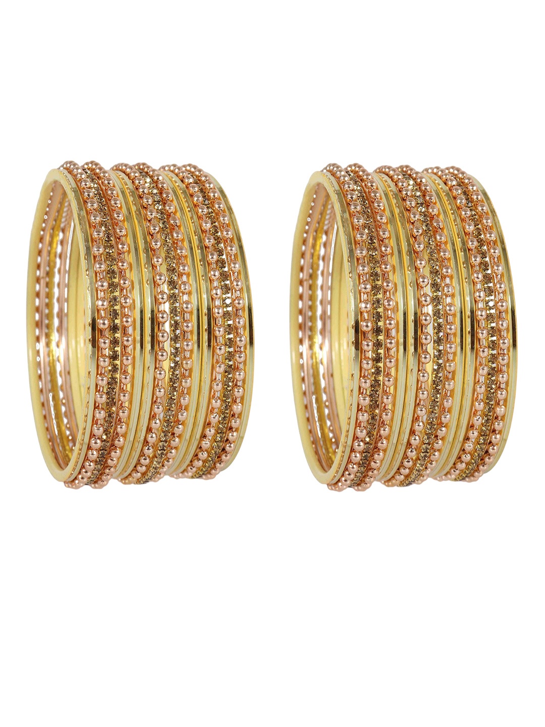 

ZULKA Set Of 30 Zircon Studded Metal Bangles, Gold