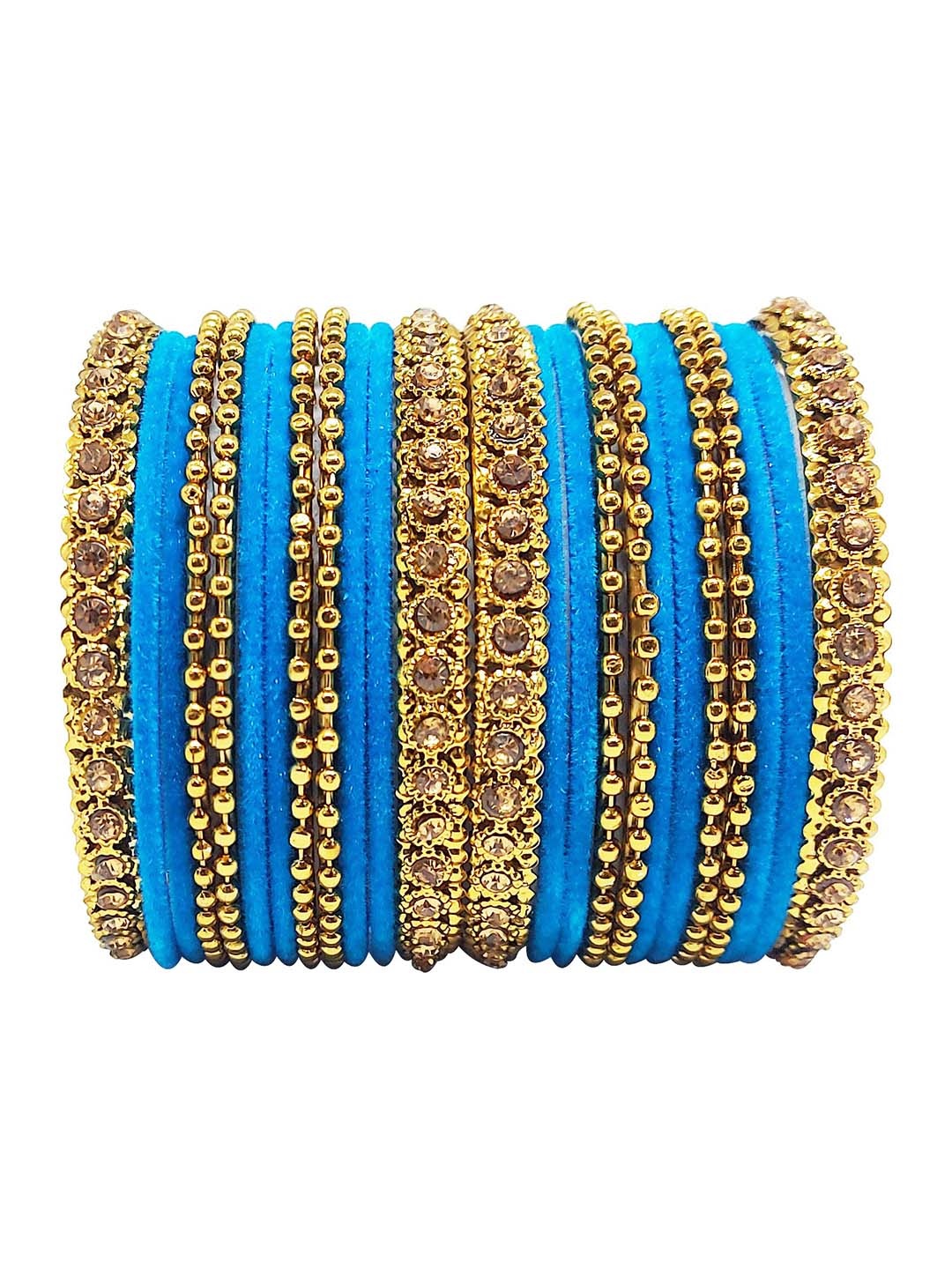 

CHRISHAN Set Of 24 Stones Studded Bangles, Gold