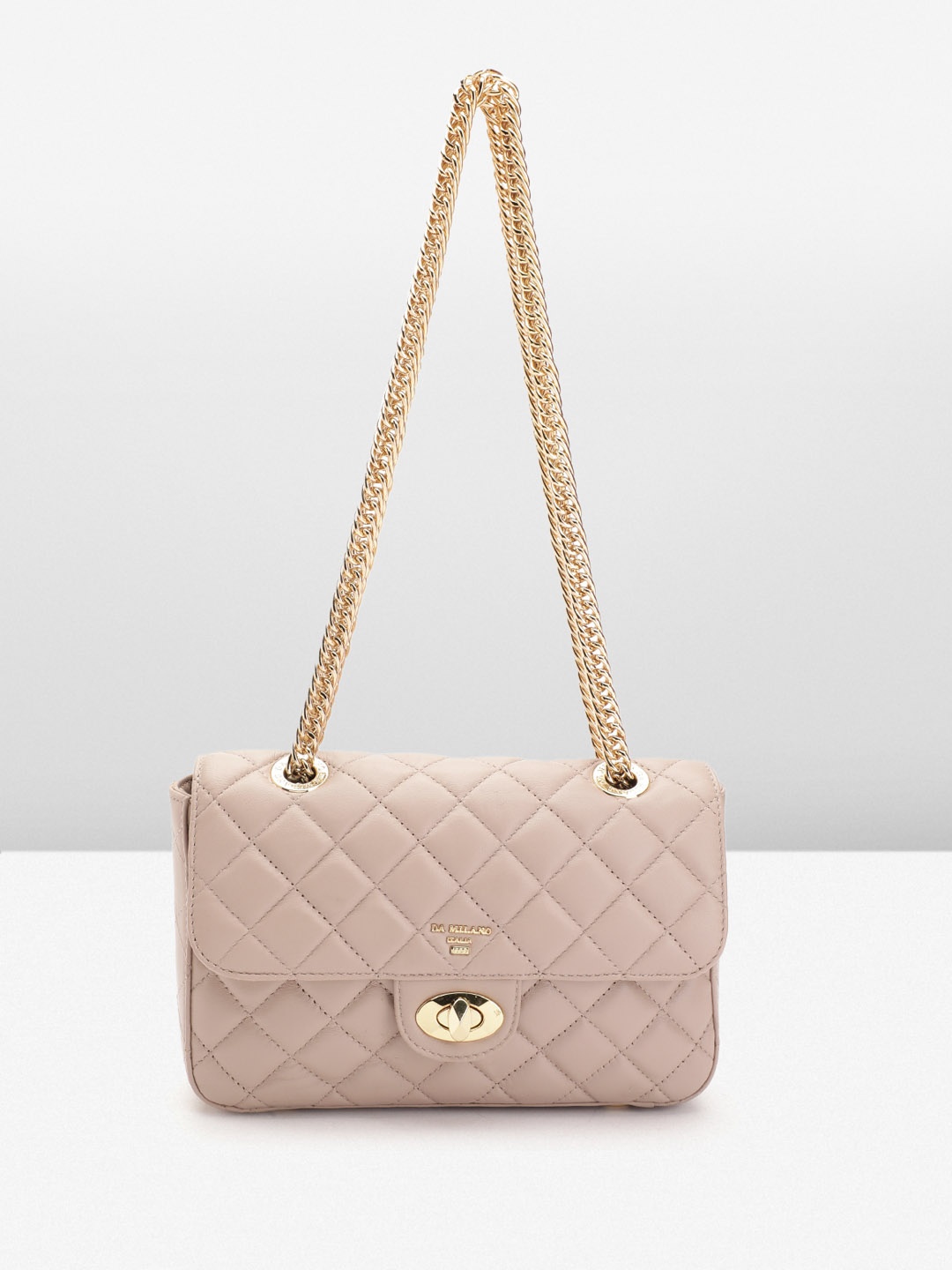 

Da Milano Leather Quilted Structured Shoulder Bag, Beige