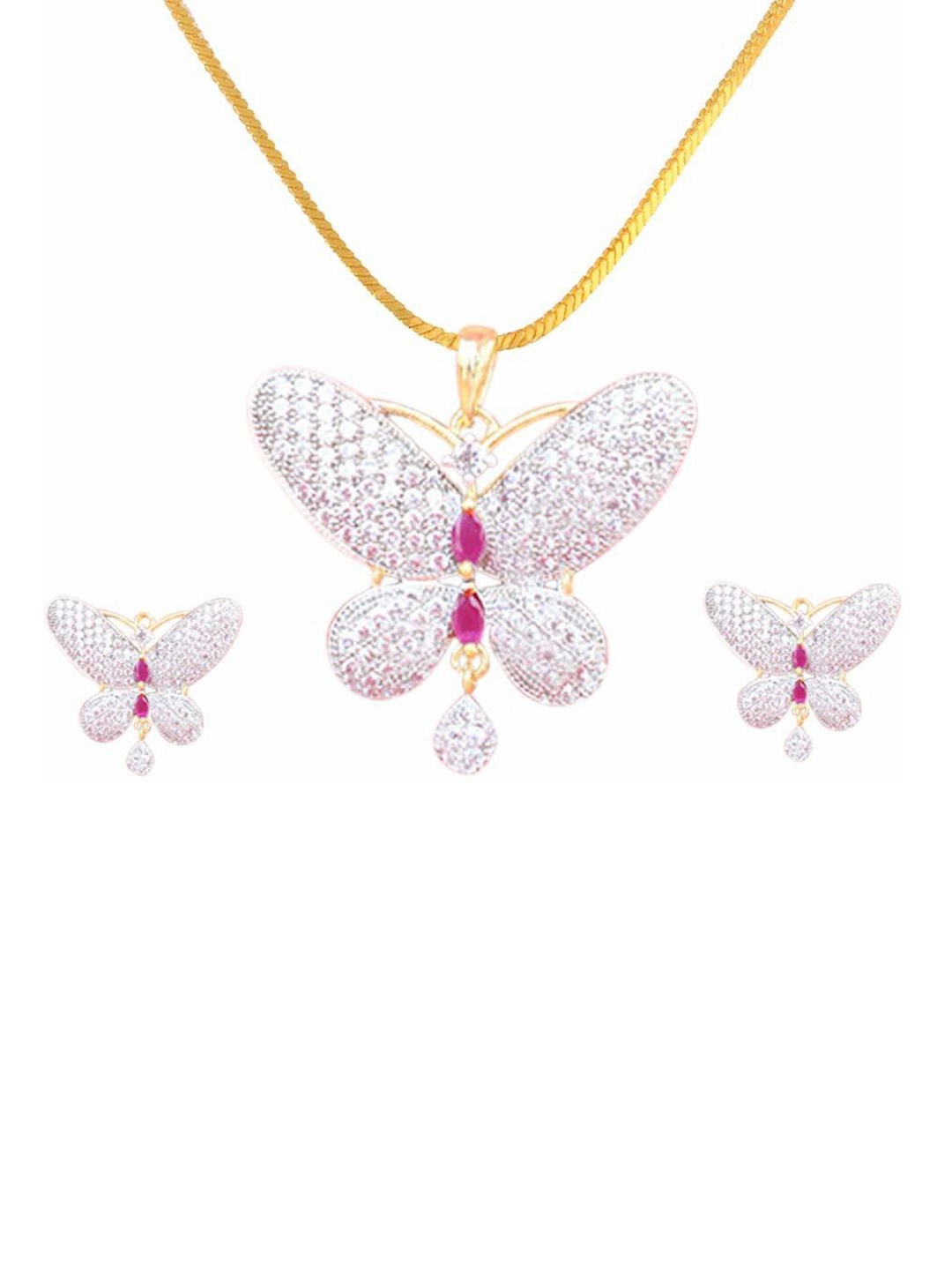 

SUNHARI Gold-Plated Stone Studded Jewellery Set