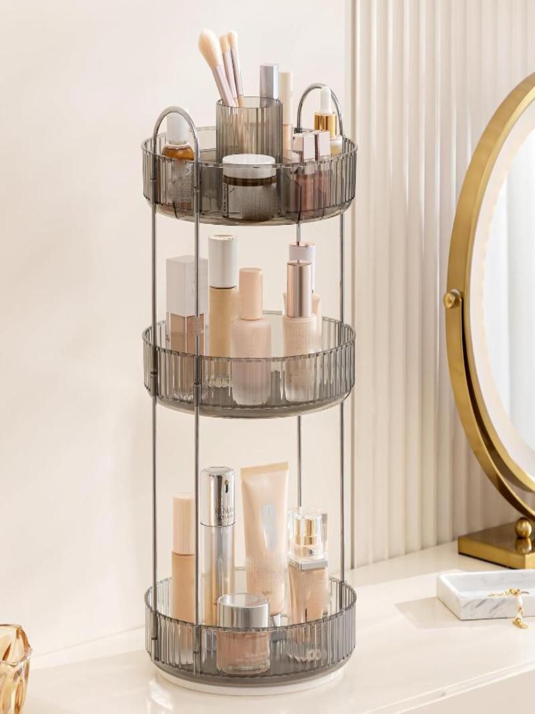 

Mason Home Grey Three Tier Rotating Makeup Organiser