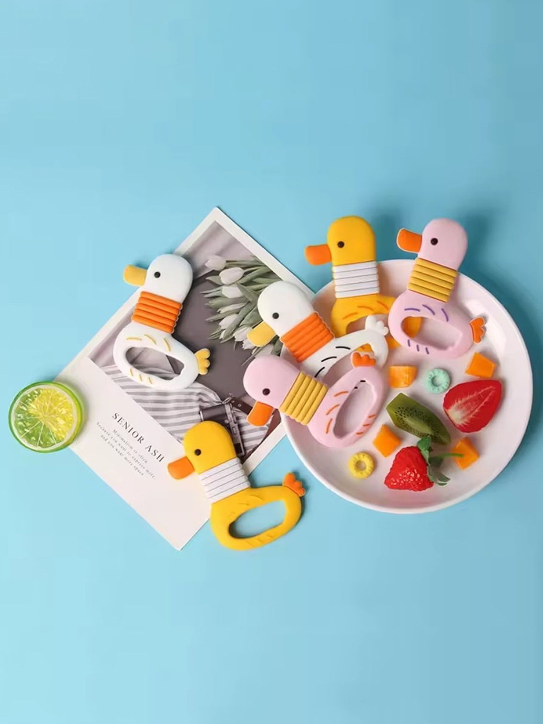 

Kritiu Kids Duck Shape Baby Silicone Teether, White