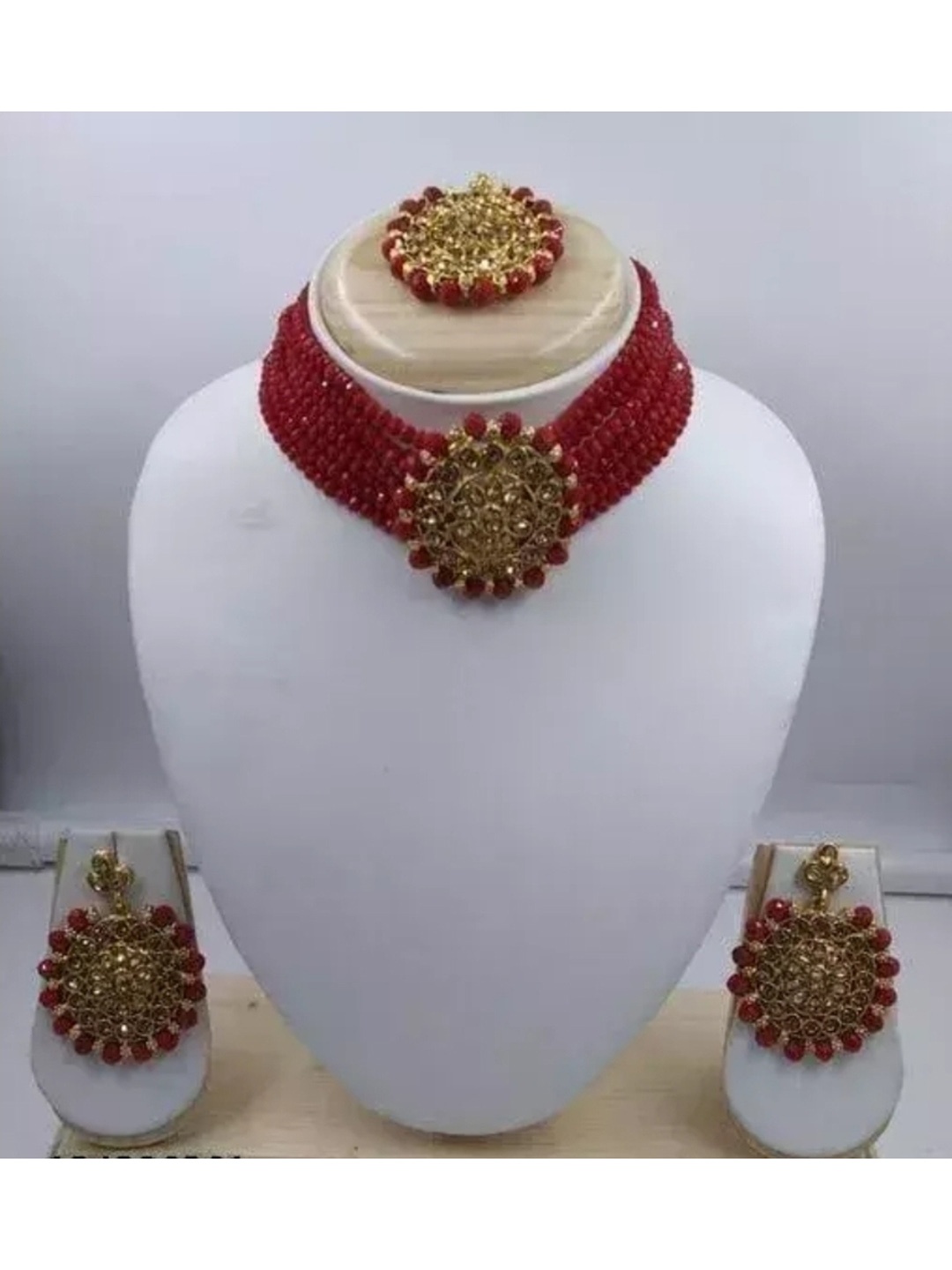 

SUNHARI Stone Studded & Beaded Jewellery Set, Gold