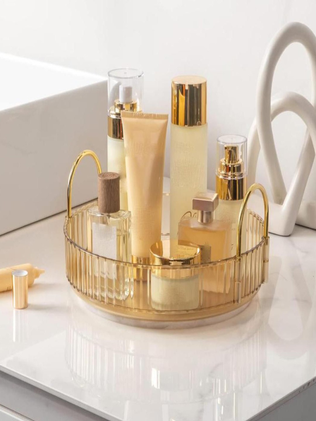 

Mason Home Amber Rotating Makeup Organizer, Gold