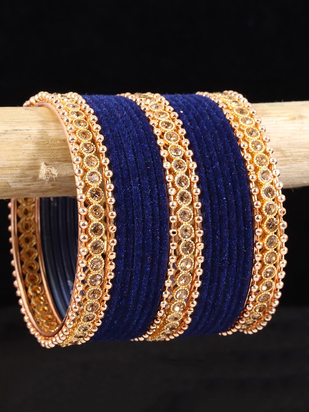 

Set Of 42 Non-Precious Zircon Gemstone and Rosegold Ballchain Bangles, Purple
