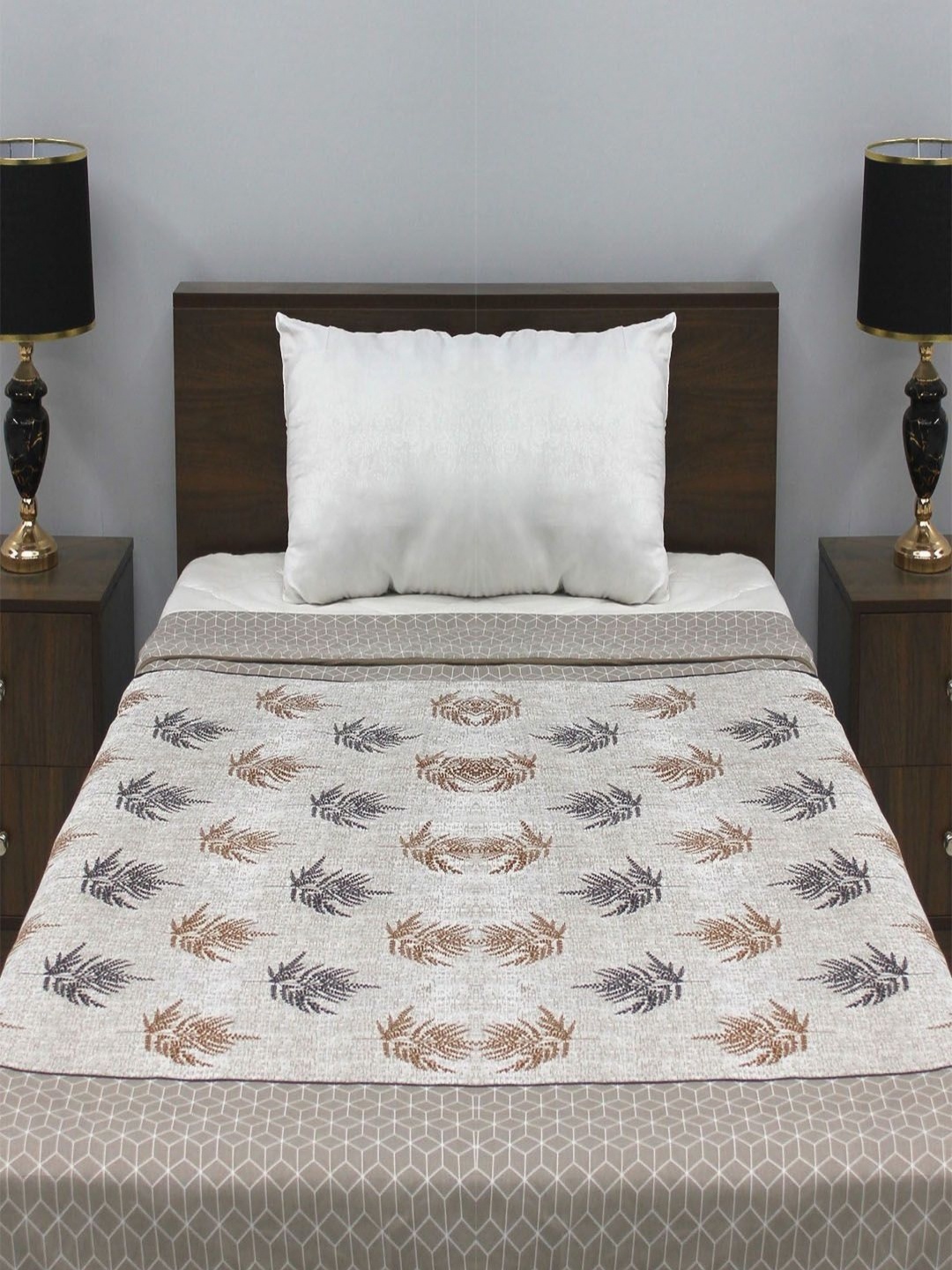 

Steve & Anderson Grey & Brown Floral Mild Winter 150 GSM Single Bed Reversible Dohar