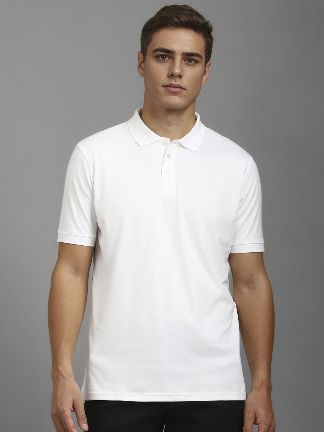 

Louis Philippe Men Solid Polo Collar Cotton T-shirt, White