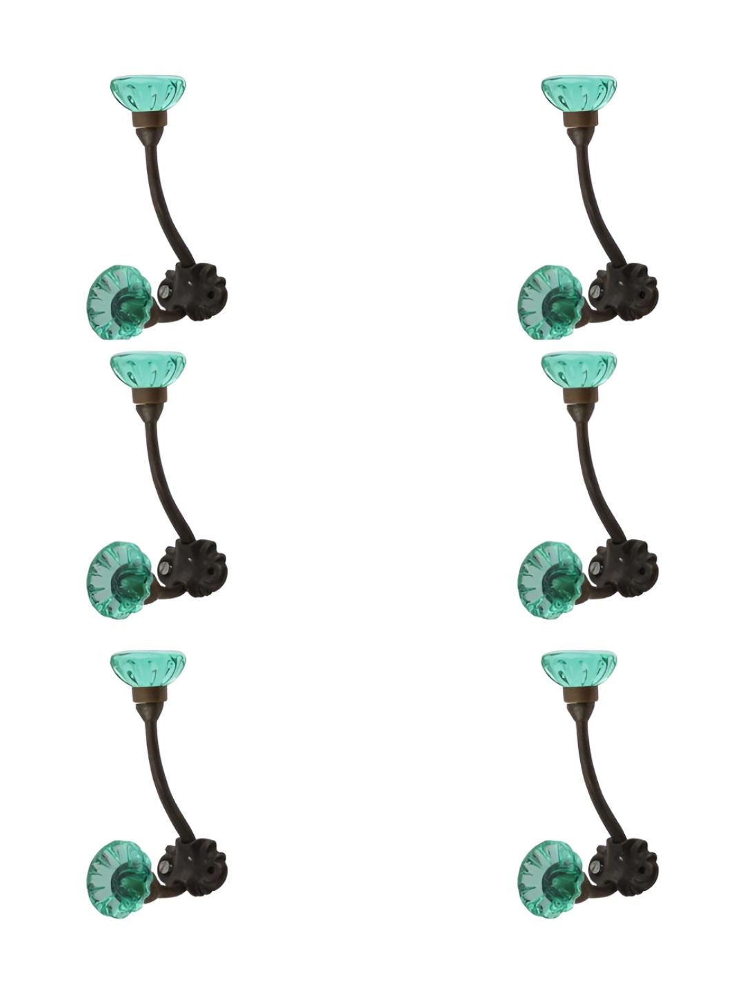 

IndianShelf Green & Black 6 Pieces Textured Glass Panelled Wall Hooks