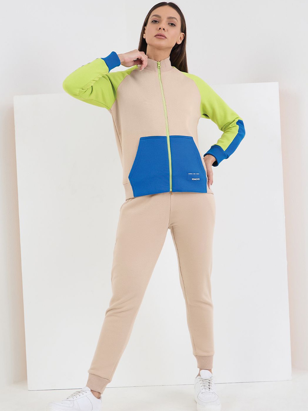 

Sweet Dreams Women Colourblocked Mid Rise Tracksuit, Beige