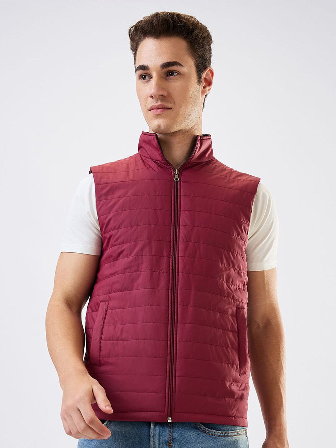 

Globus Mock Neck Front Zip Reversible Quilted Insulator Winter Jacket, Maroon