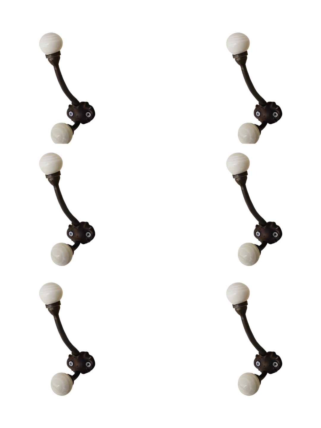 

IndianShelf White & Black 6 Pieces Strip Ceramic Wall Hooks