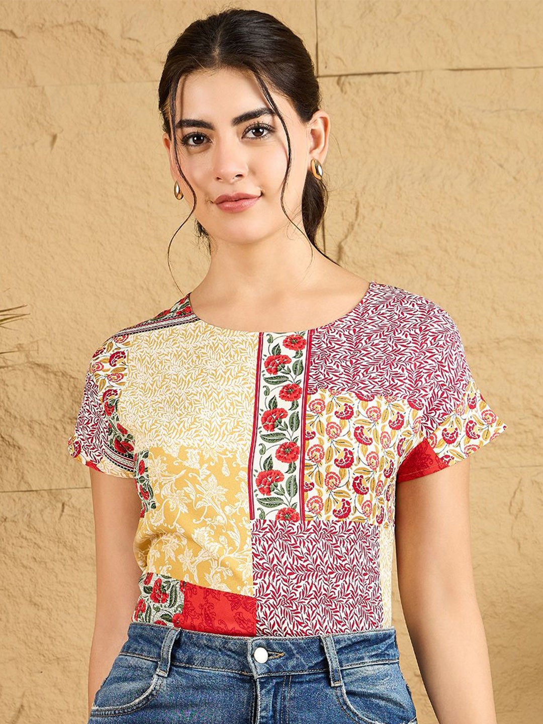 

Berrylush Women Ethnic Motifs Printed Top, Red