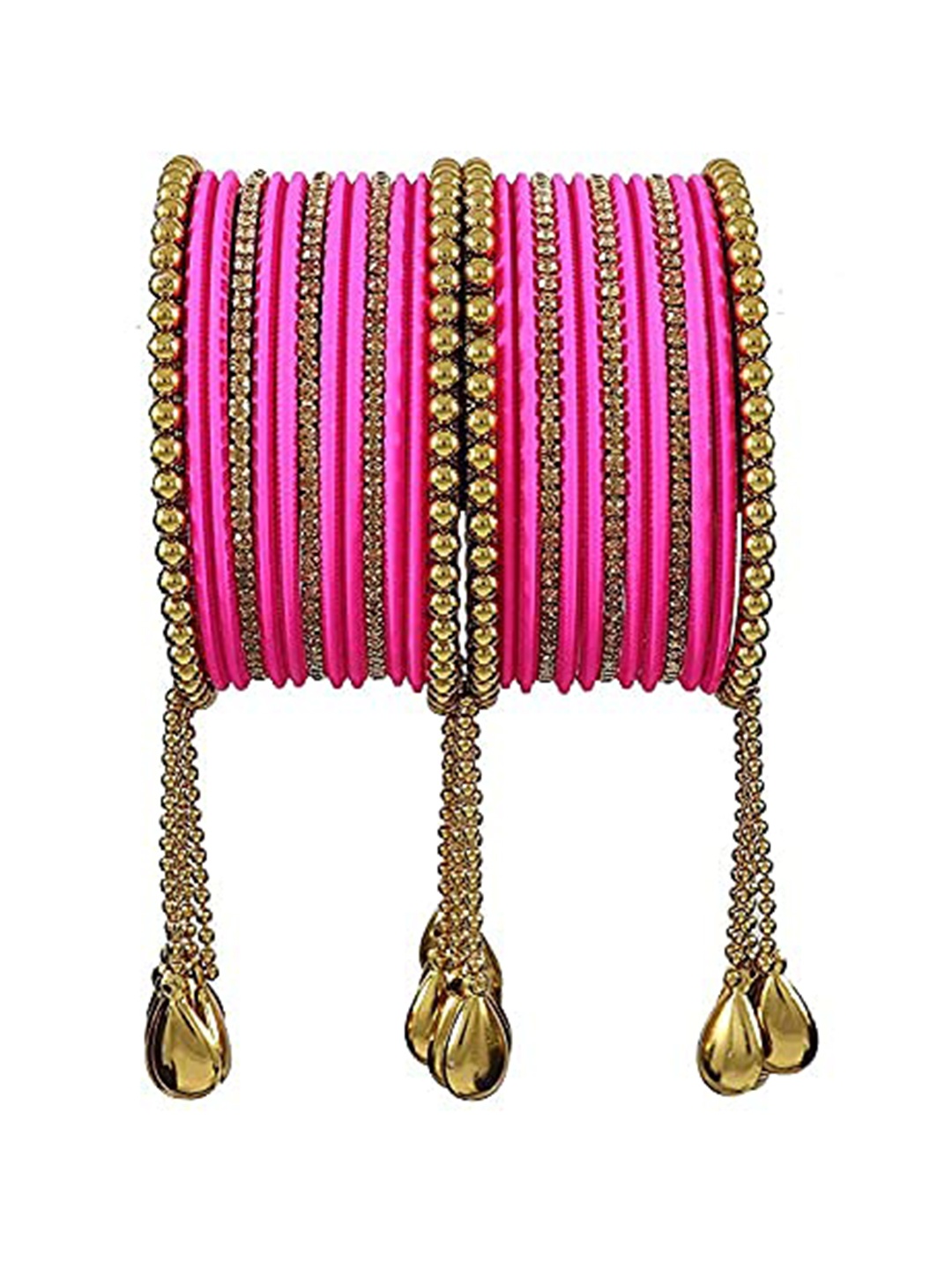 

ZULKA Set of 8 Metal with Ball Chain Linked Latkan Kada, Gold