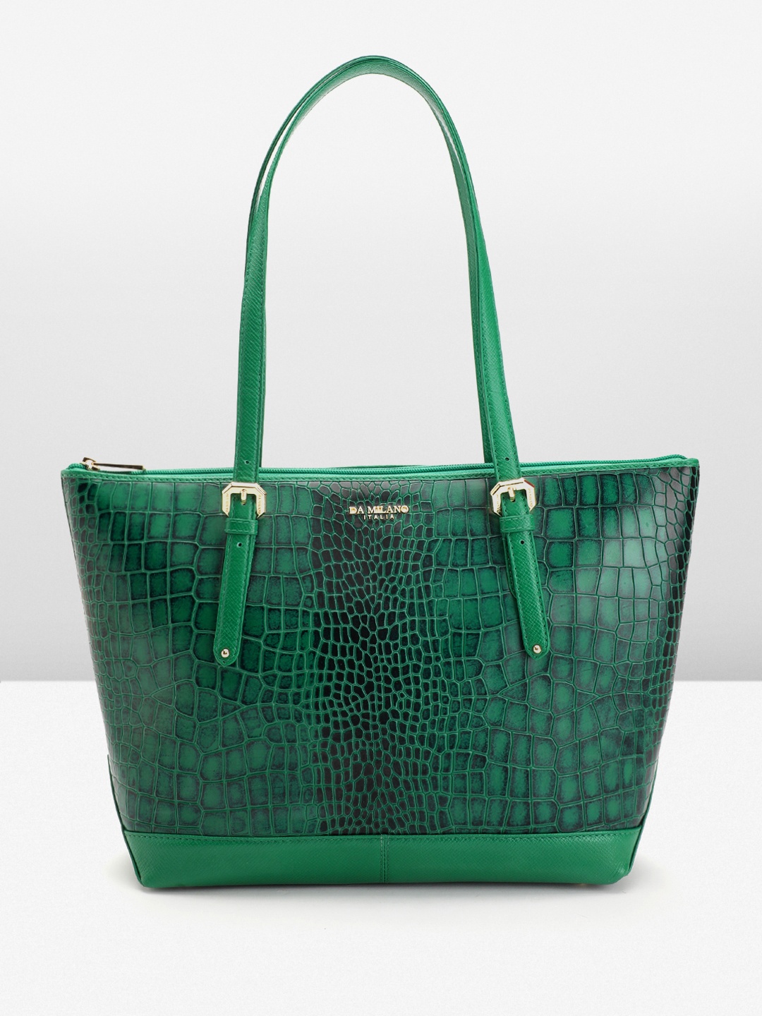 

Da Milano Textured Leather Structured Shoulder Bag, Green