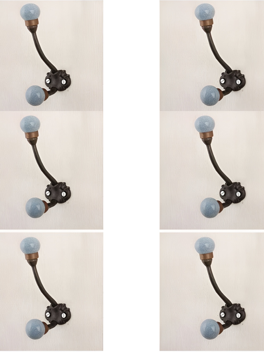 

IndianShelf Brown & Blue 6 Pieces Ceramic Wall Hooks