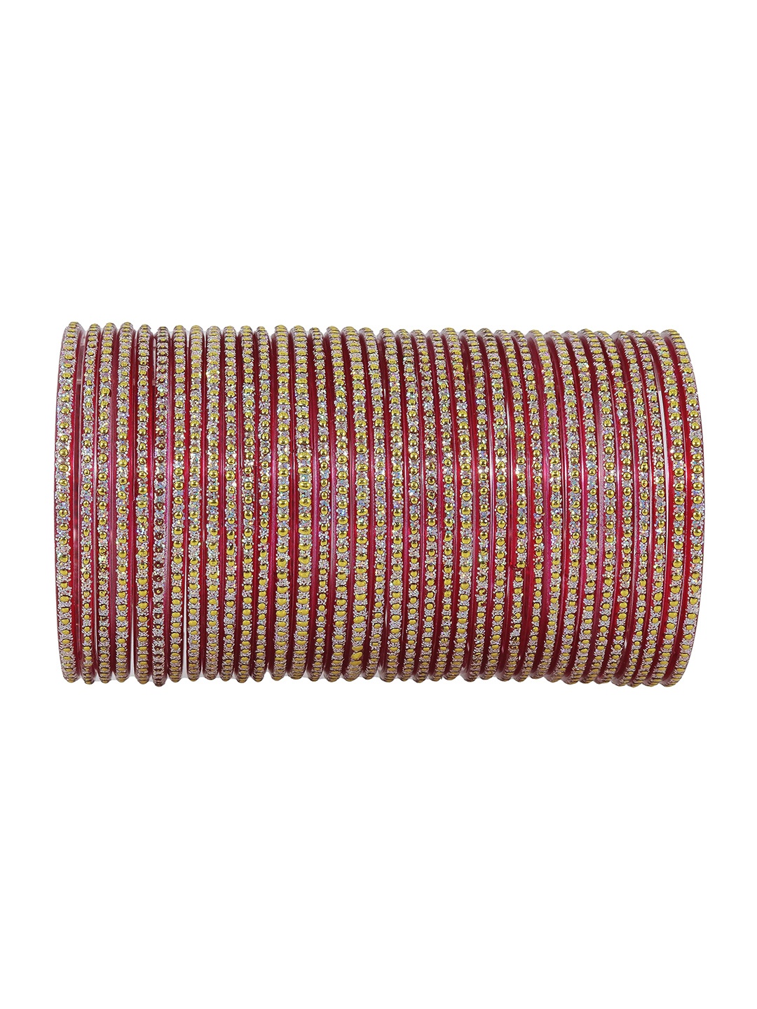 

ZULKA Set of 36 Artificial Stones and Beads Studded Bangles, Maroon