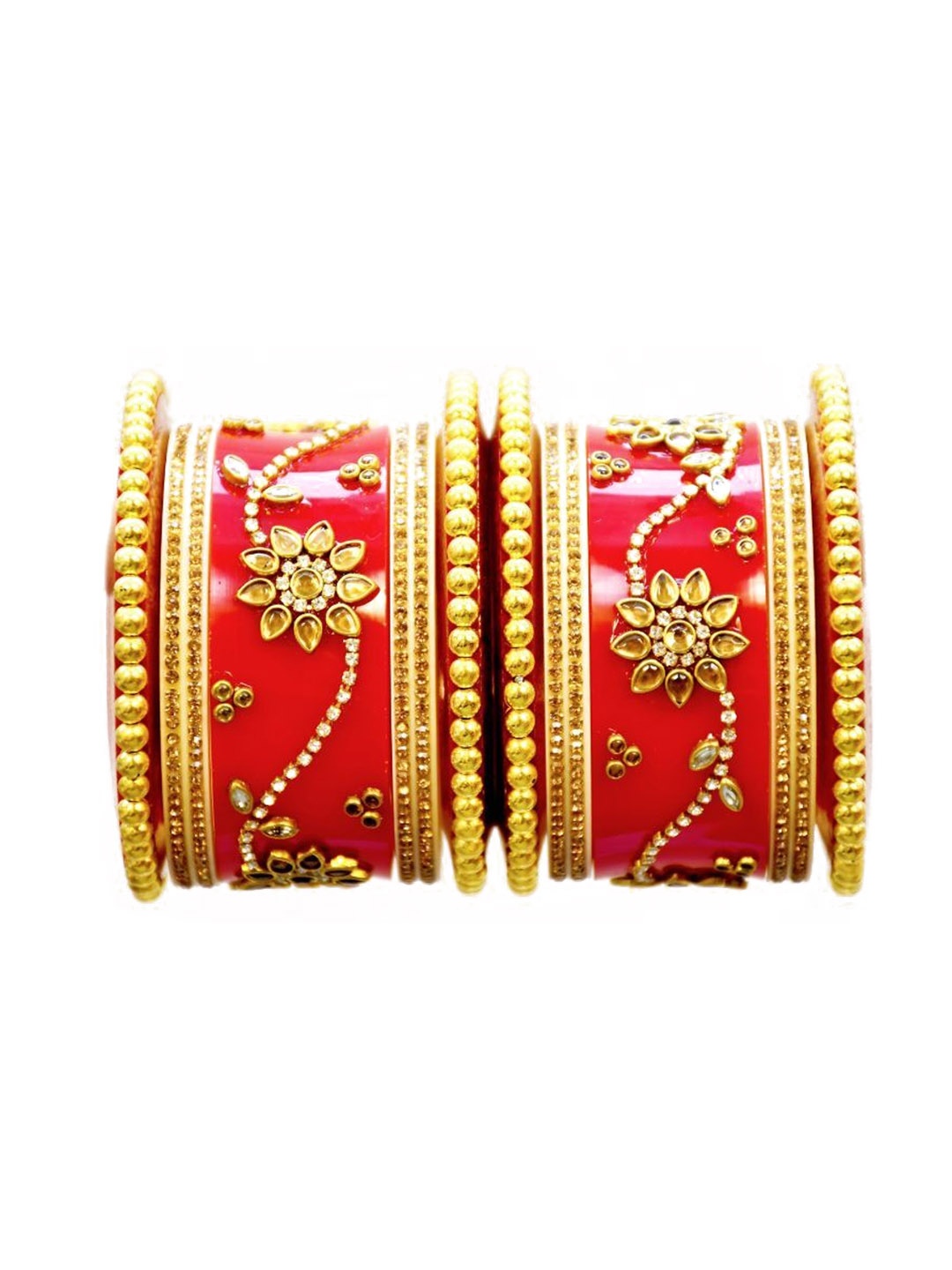 

Align Set Of 14 Gold Plated AD Stone Studded Bangles