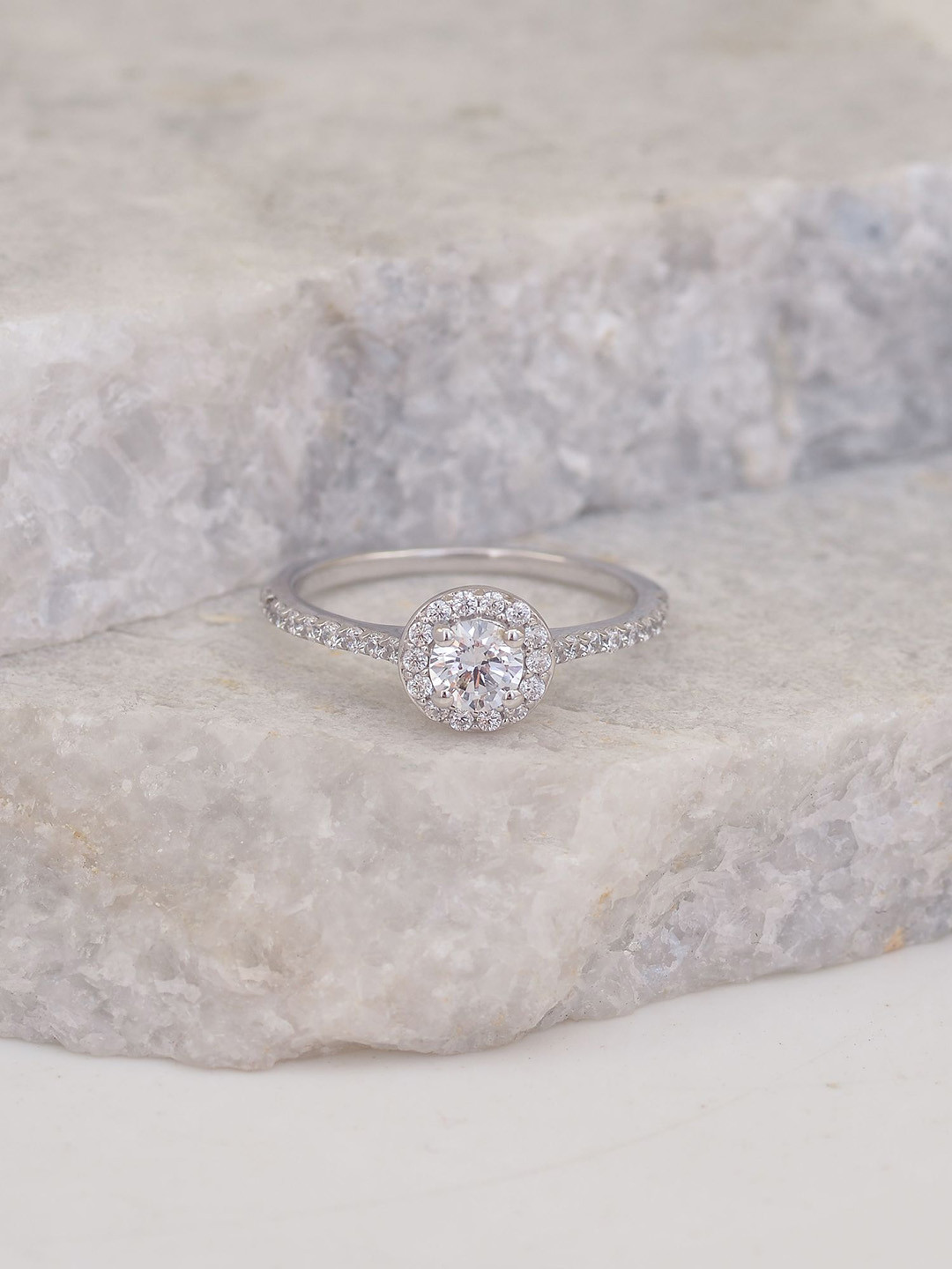 

Ornate Jewels 925 Silver American Diamond Studded Finger Ring
