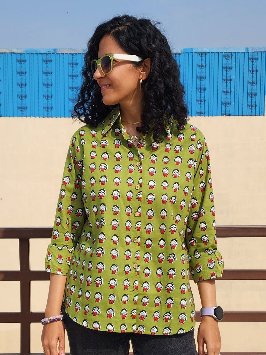 

Gulaal Women Comfort Opaque Printed Casual Shirt, Green