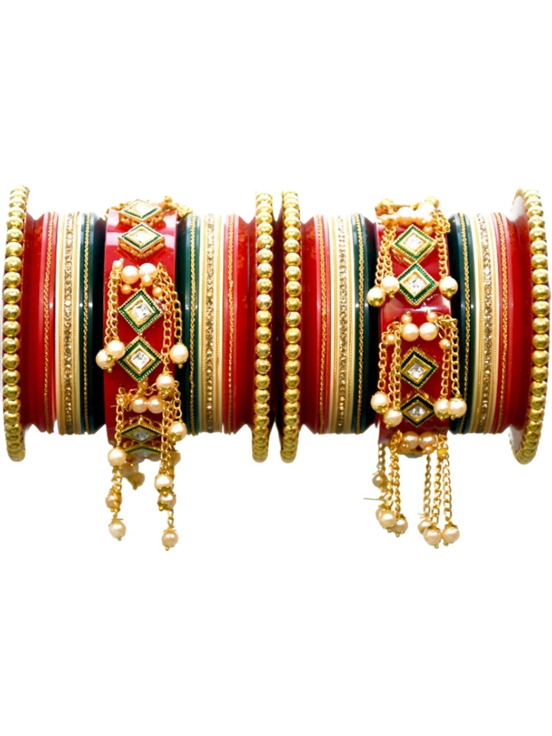

Align Set Of 2 Gold-Plated Chuda Bangles, Maroon