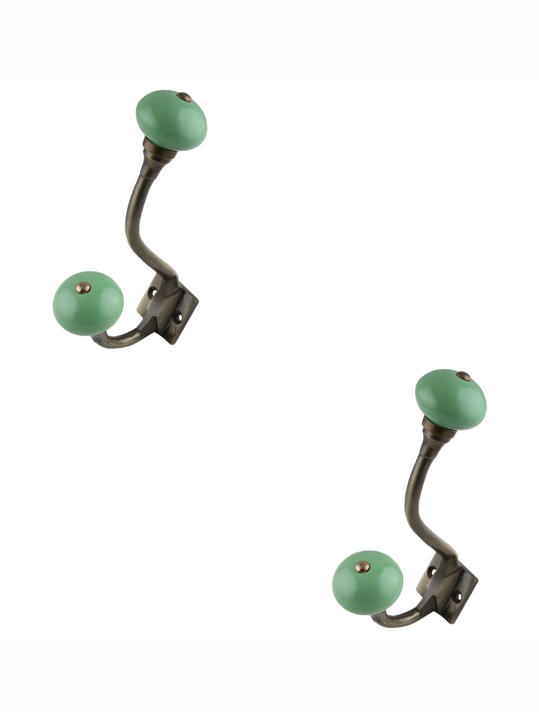 

IndianShelf Black & Green 2 Pieces Ceramic Wall Hooks