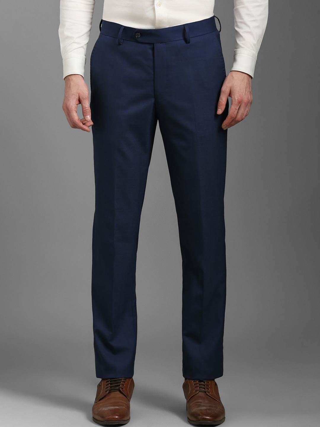

Louis Philippe Men Mid-Rise Slim Fit Formal Trousers, Navy blue