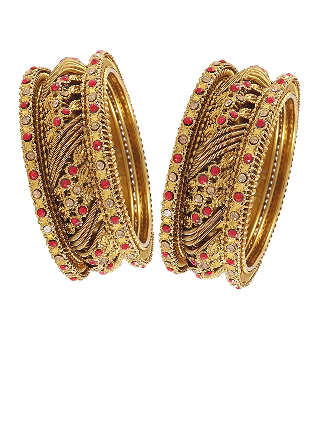 

Set of 6 Metal with Zircon Gemstone Bangle, Multi