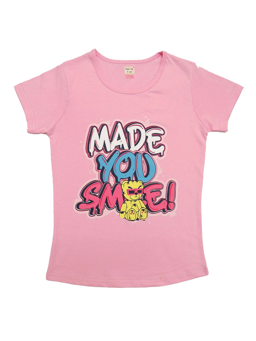

Clothe Funn Girls Pack Of 2 Typography Printed Round Neck Cotton T-shirts, Pink