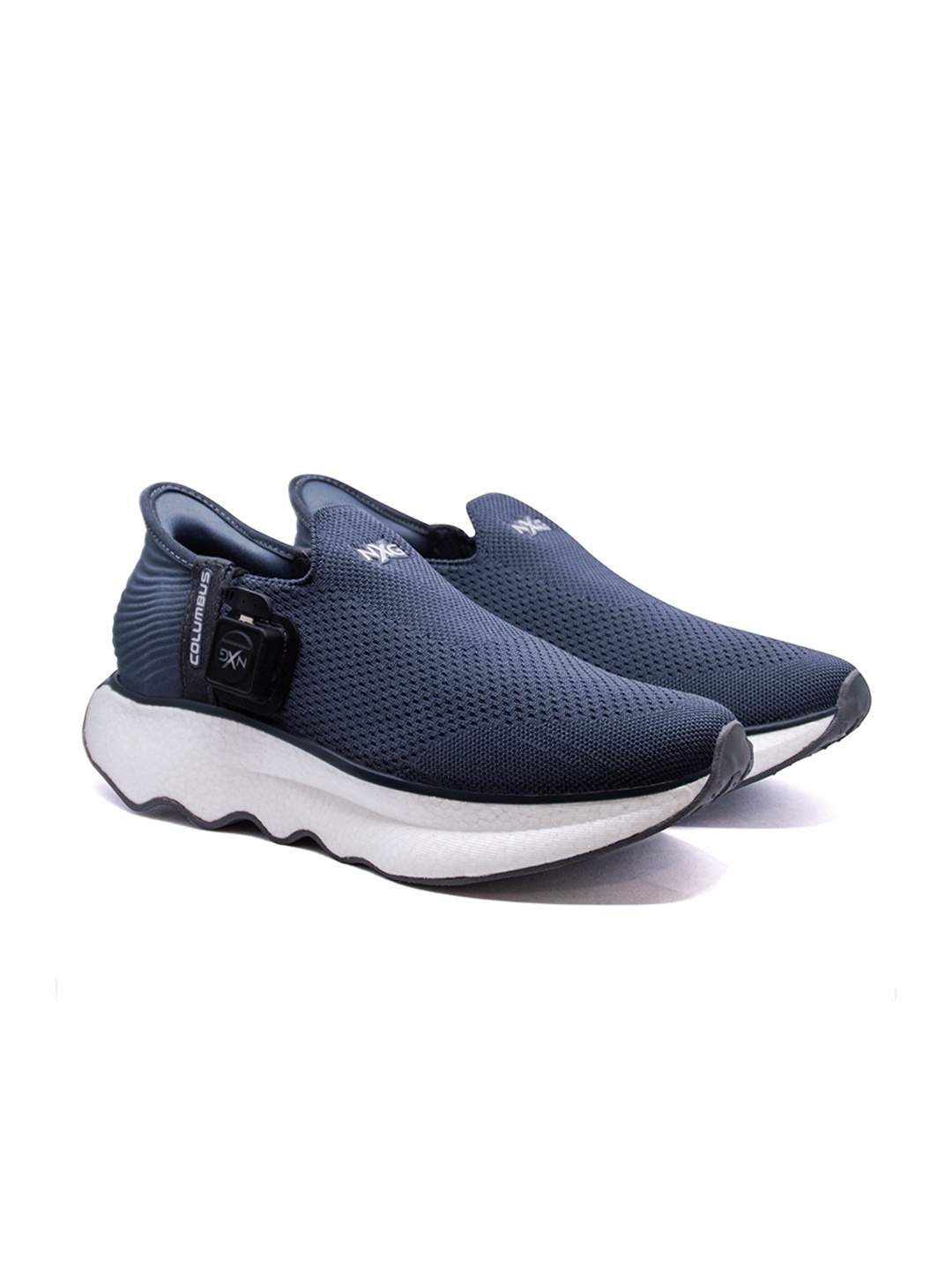 

Columbus Men Woven Design Massage Footbed Slip-On Sneakers, Grey