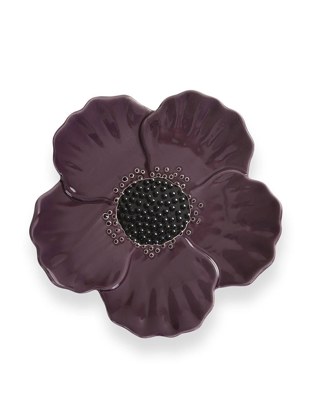 

Pure Home and Living Purple & Black Floral Shaped Ceramic Food Platter