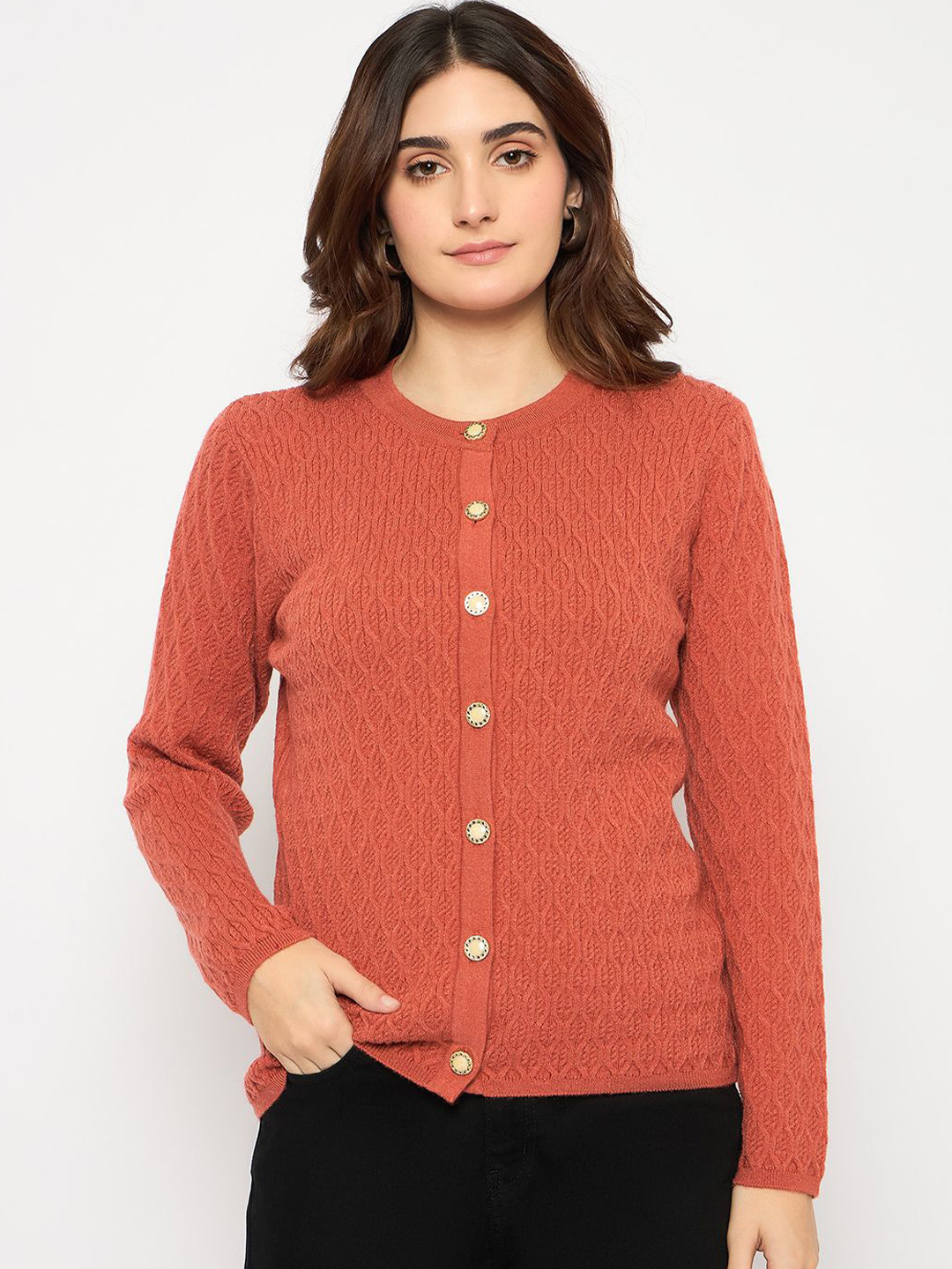 

Madame Women Cardigan Sweater, Rust