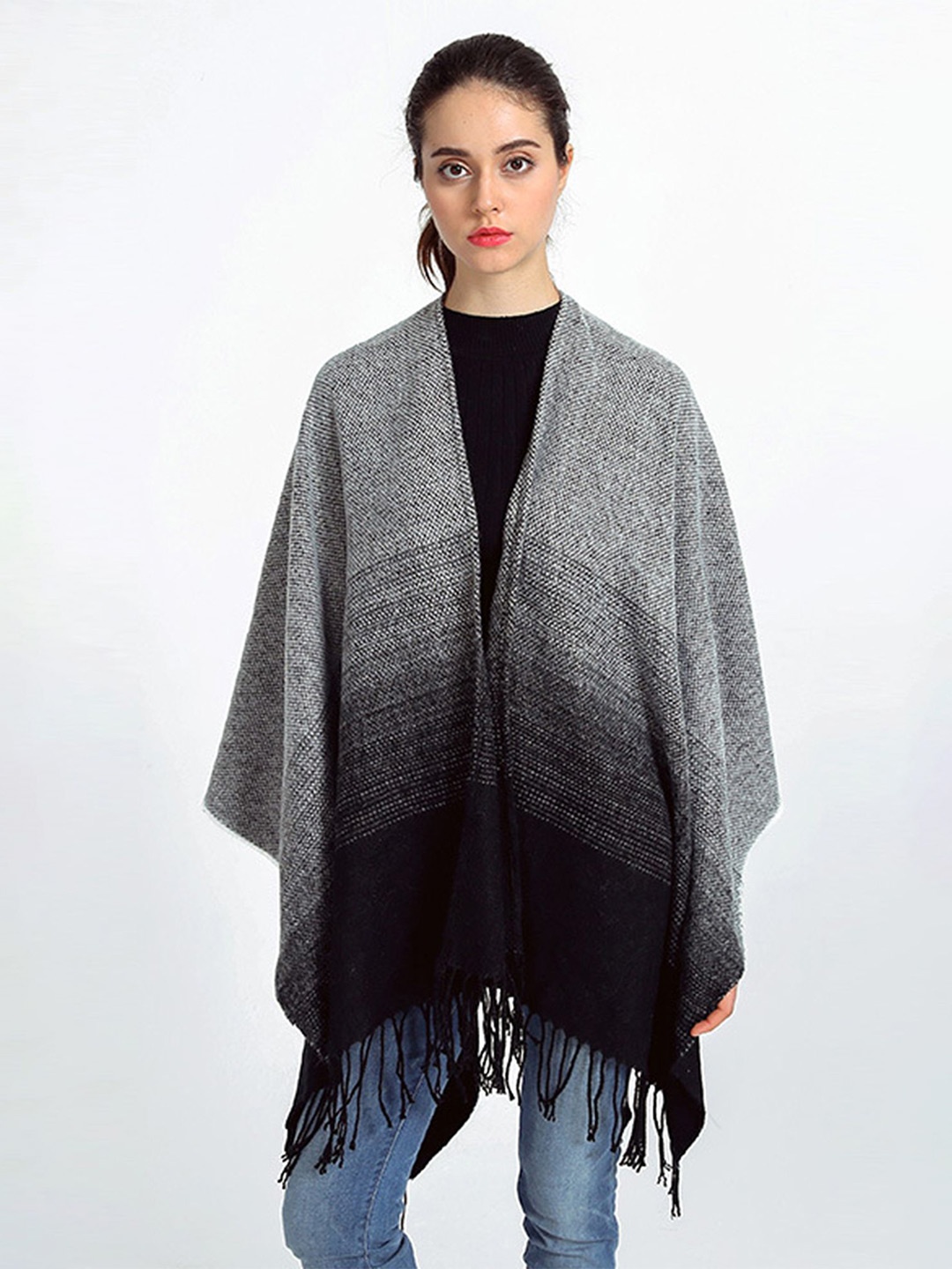 

LULU & SKY V-Neck Tasselled Shrug, Grey