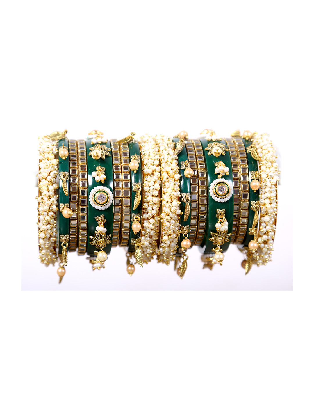 

Align Set Of 2 Gold-Plated Stone Studded & Beaded Bangles