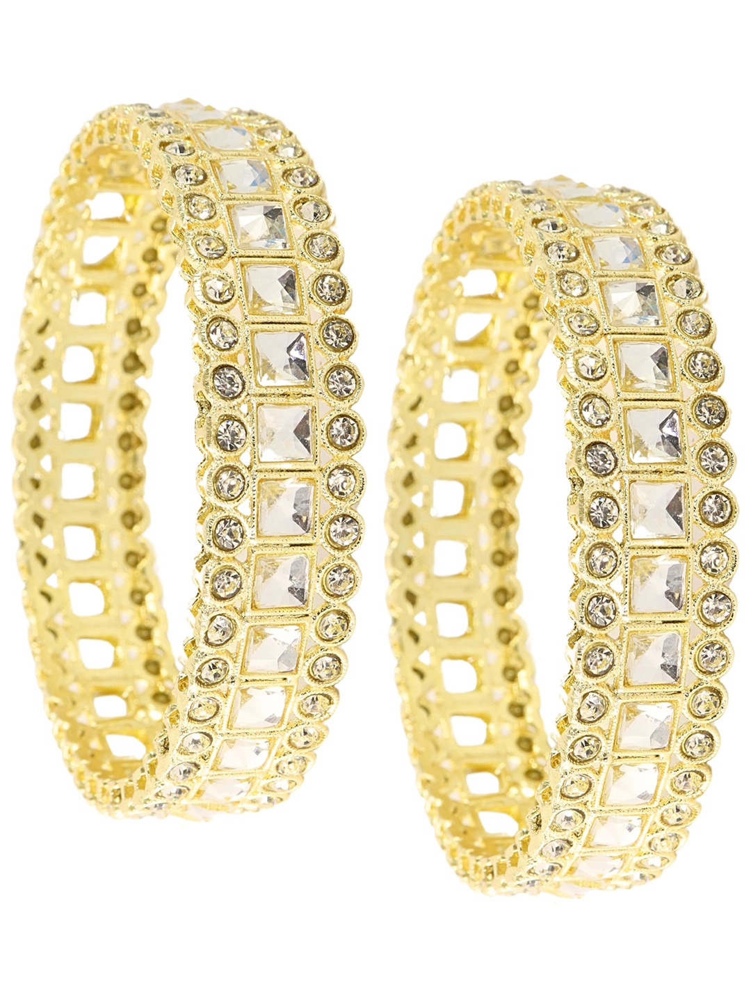 

ZULKA Set of 2 Gold-Plated Zircon Diamond & Kundan Bangles