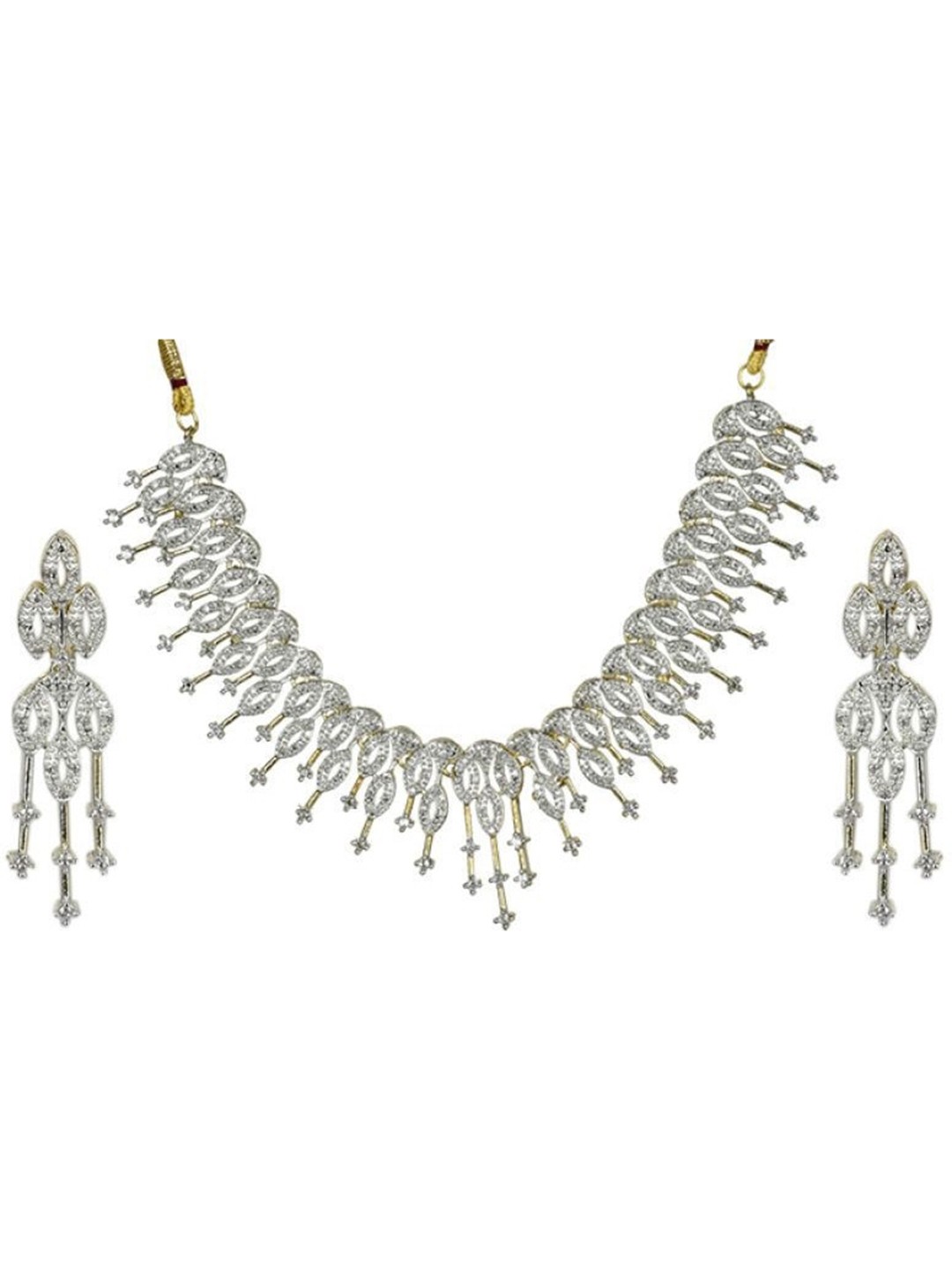 

SUNHARI Silver-Plated Stone Studded Jewellery Set