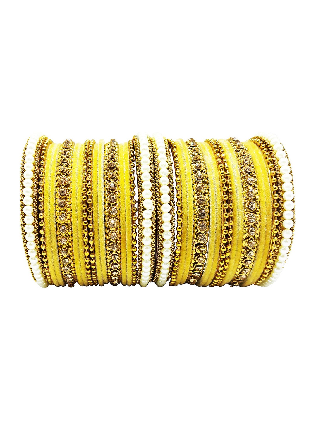 

CHRISHAN Set Of 32 Stone-Studded Bangles, Gold