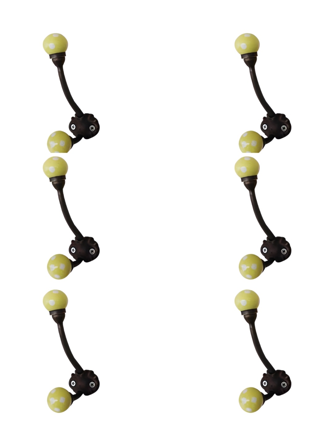 

IndianShelf Yellow & Brown 6 Pieces Ceramic Dot Wall Mounted Hooks Door Hangers