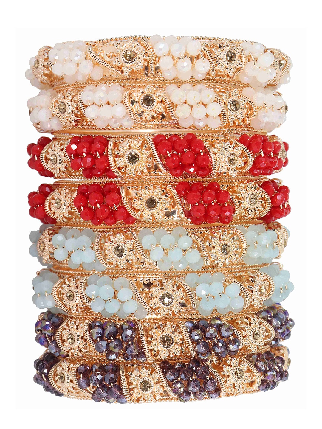 

ZULKA Pack Of 8 Zircon Gemstone Bangles, Gold