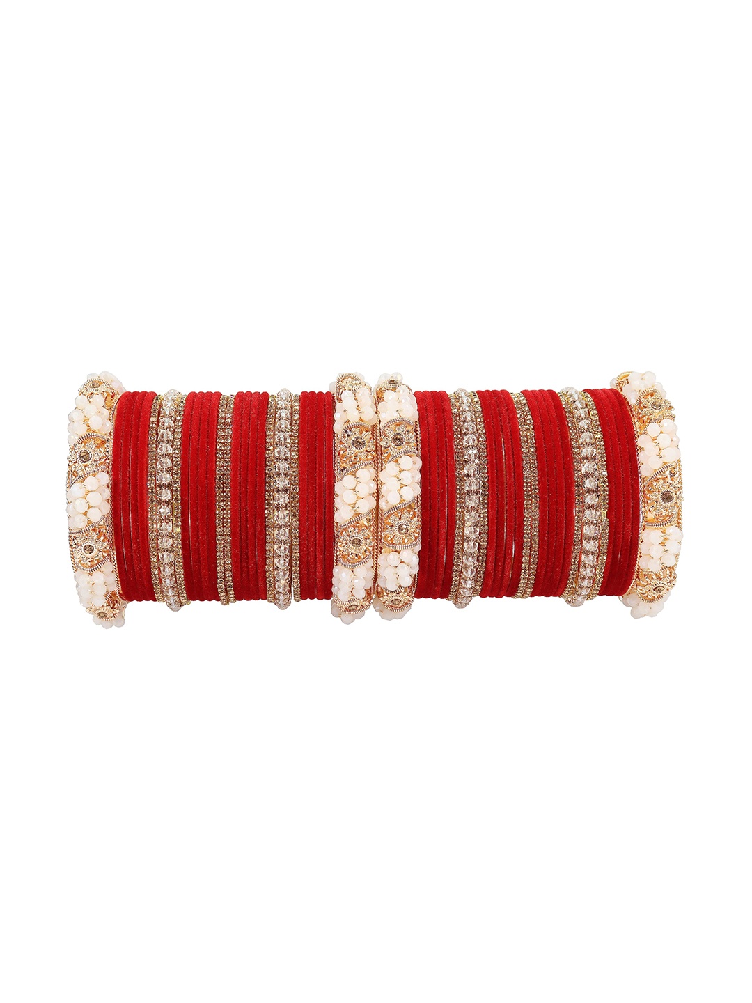 

ZULKA Set of 70 Traditional Metal Bangles Traditional Bridal Chuda with Pearls, Navy blue