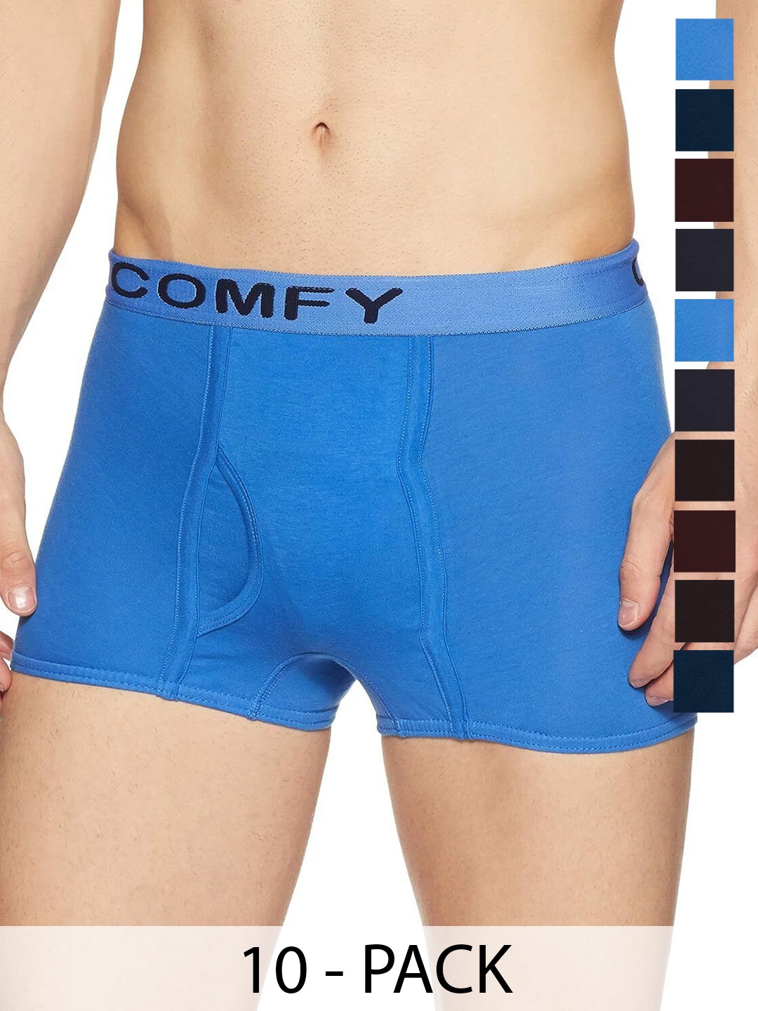 

AMUL COMFY Men Pack Of 10 Assorted Short Trunks Comfy-Plain-Mini-Trunk-OE-10-90
