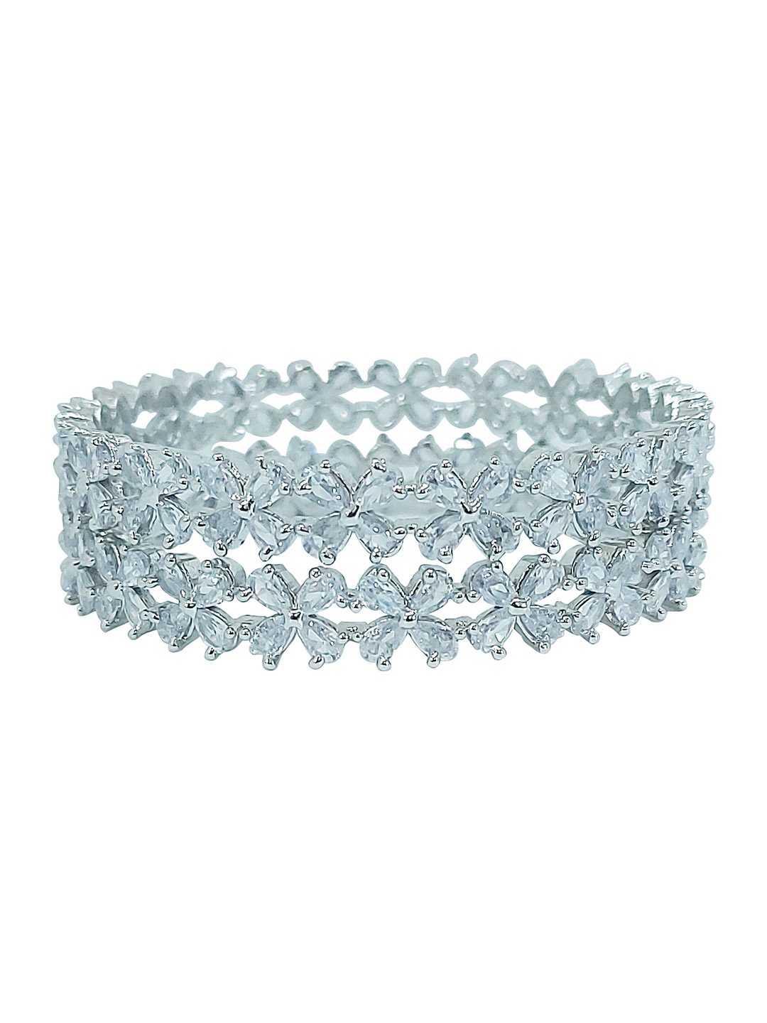

CHRISHAN Set Of 2 Silver-Plated Crystal Studded Bangles