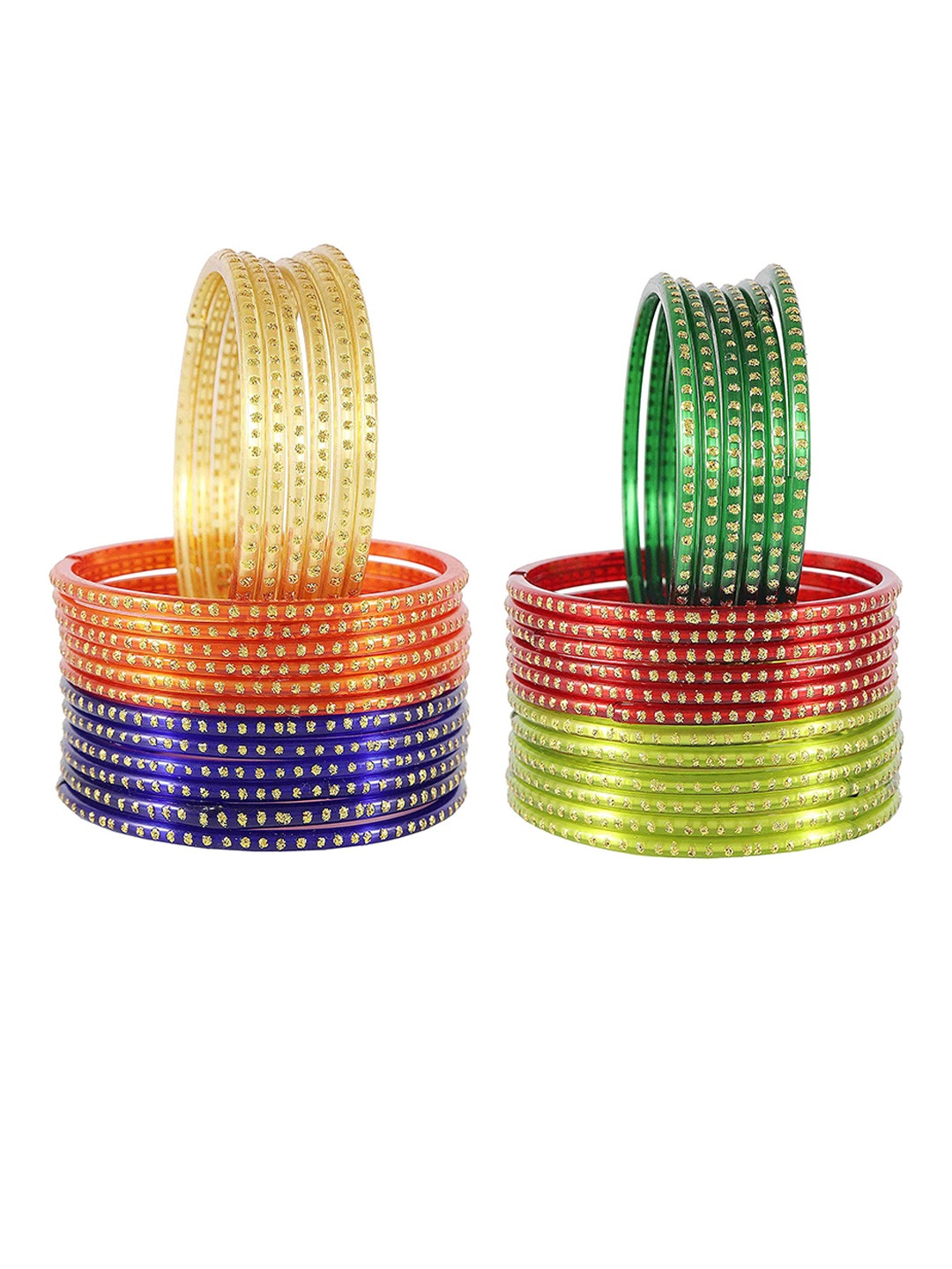 

Set of 34 Stylish Glass & Golden Beads Velvet Bangle | Fancy Bangles, Blue