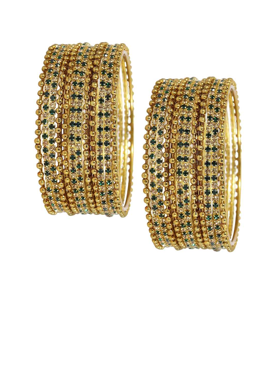 

ZULKA Set of 24 Gold-Plated Artificial Stones and Beads Studded Bangles