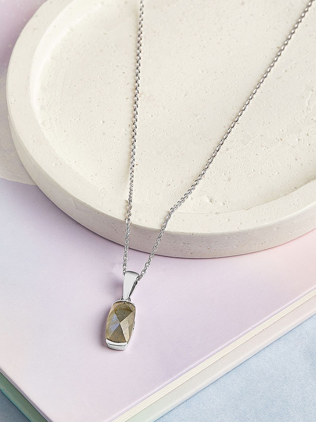 

Mia by Tanishq Cosmic Cool 925 Silver Silver Plated Cubic Zirconia Pendant & Chain