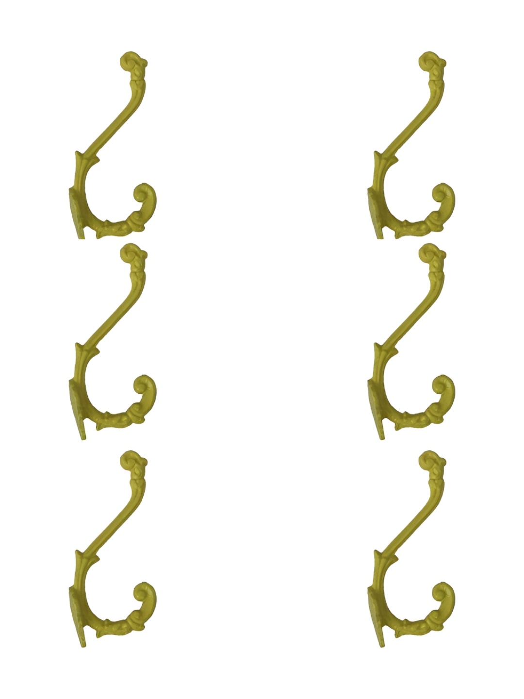 

IndianShelf Yellow 6 Pieces Textured Metal Wall Hooks