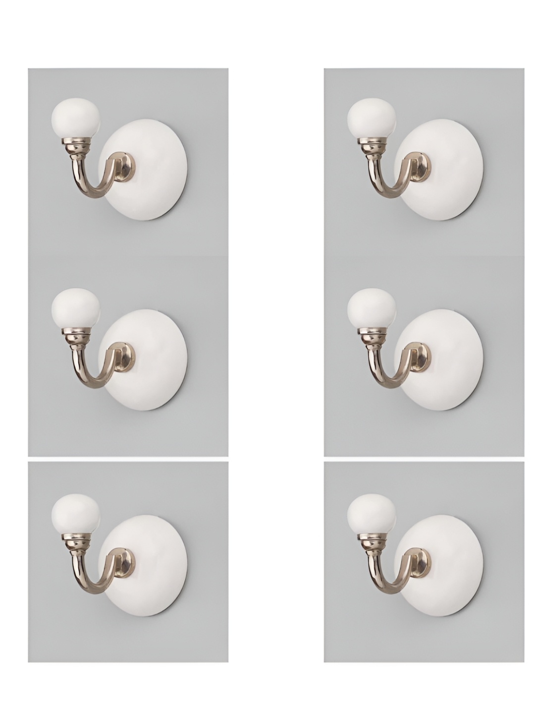 

IndianShelf White 6 Pcs Ceramic Wall Hooks