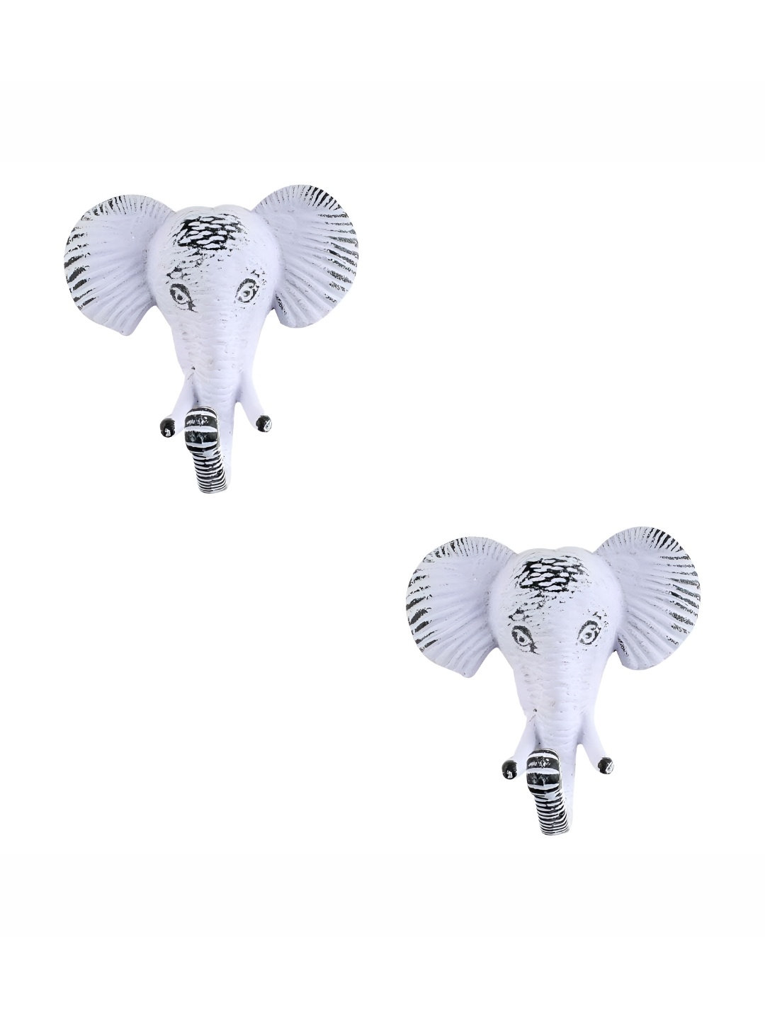 

IndianShelf White & Black 2 Pieces Elephant Iron Wall Hooks