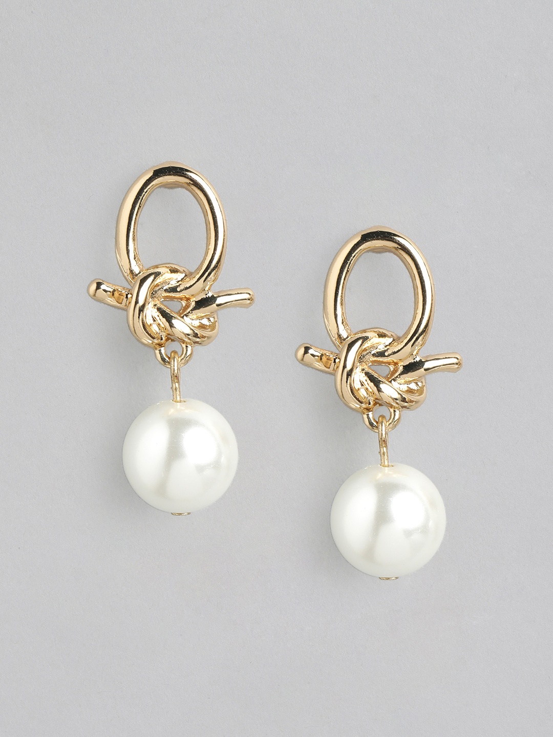 

Forever New Gold Plated Beaded Contemporary Drop Earrings, White