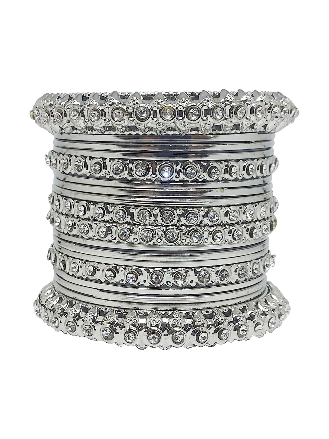 

CHRISHAN Set Of 18 Stone-Studded Bangles, Silver